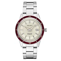 SEIKO Presage Style 60's Collection Stainless Steel Ruby Bezel Automatic Watch SRPH93, Silver