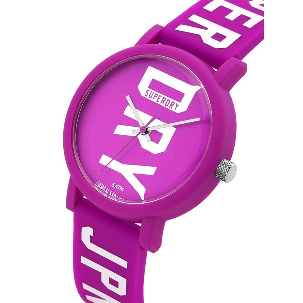 Superdry Women's Analog-Quartz Watch with Silicone Strap, Purple, 20 (Model: SYL196VW)