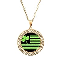 Shamrock Flag Necklaces for Women Adjustable Length Pendant Fashion Jewelry Gift for Holiday Birthday