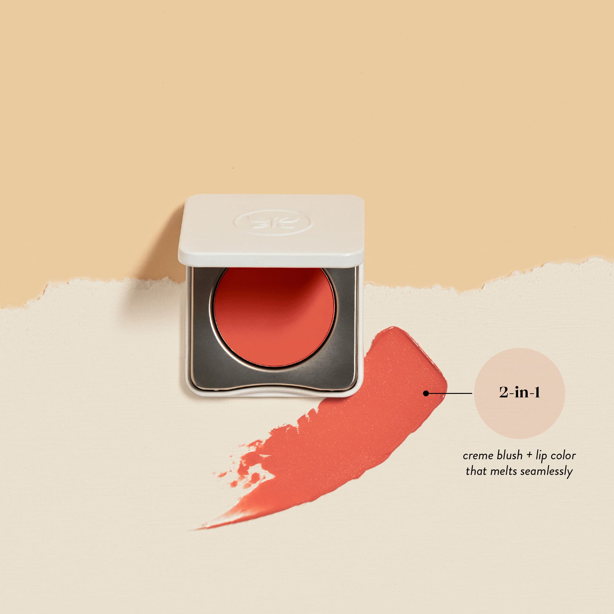 Honest Beauty Crème Cheek + Lip Color, Coral Peach | Bright Warm Peach |EWG Certified + Dermatologist & Physician tested & Vegan + Cruelty free | 0.10 oz.