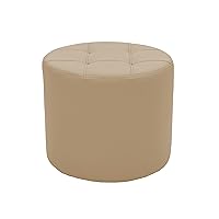 Factory Direct Partners Tufted Round Accent Ottoman; Hand Upholstered Commercial-Grade Furniture for Lobby, Office, Library, Classroom or Home; Seating, Footstool, Side Table Use - Sand, 14045-SD