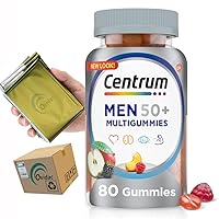 Centrum MultiGummies Men 50 Plus with Vitamin D3, B6 and B12 Multimineral Supplement, Assorted Fruit, 80 Count + Ovdac Emergency Blankets Box