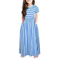 Toddler Girls Summer Dress Print Dresses Sleeve Clothes Toddler Dress Blue Striped Short Girls Girls Spring Dress