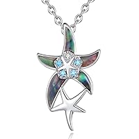 0.74ctw Genuine Starfish 925 Silver Pendant 18 Chain