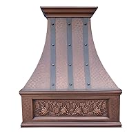 Copper Kitchen Range Hood with High Airflow Centrifugal Blower, Includes SUS 304 Liner and Baffle Filter, High CFM Vent Motor, with Beehive-Natural CopperH7LTRABNI3039