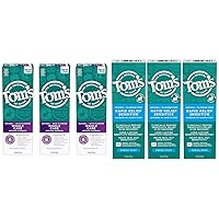 Tom's of Maine Whole Care Natural Toothpaste with Fluoride, Peppermint, 4 oz. 3-Pack & Fluoride-Free Rapid Relief Sensitive Toothpaste, Fresh Mint, 4 oz. 3-Pack