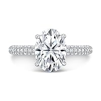 Kiara Gems 3.75 CT Oval Diamond Moissanite Engagement Rings Wedding Ring Eternity Band Solitaire Halo Hidden Prong Silver Jewelry Anniversary Promise Ring