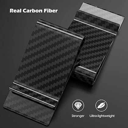 Travelambo Money Clip for Men Carbon Fiber Clip Wallet Leather Slim Minimalist Card Holder RFID Blocking (Weaved Black)