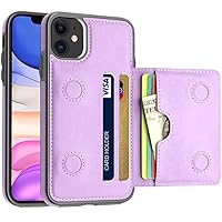 LakiBeibi Case for iPhone 11 with Card Holders, Dual Layer Lightweight Slim Leather iPhone 11 Wallet Case Flip Folio Magnetic Lock Protective Case for Apple iPhone 11 6.1 Inch (2019), Purple