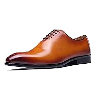 Men's Leather Handmade Fashion Brogues Oxfords Shoes Comfortable Dress Formal Derby Shoes