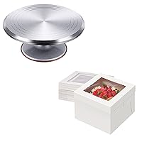 Kootek Aluminium Alloy Revolving Cake Stand and 15pcs Cake Boxes