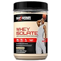 Six Star Whey Protein Isolate 100% Whey Isolate Protein Powder, Whey Protein Powder for Muscle Gain, Post Workout Muscle Recovery + Muscle Builder, Vanilla Protein Powder (20 Servings)