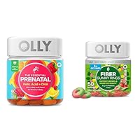 OLLY The Essential Prenatal Gummy Multivitamin, 30 Day Supply (Gummies) & Fiber Gummy Rings, 5g Prebiotic Fiber, FOS (Fructo-oligosaccharides), Digestive Support, Berry Melon 50ct
