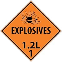 NMC DL91P National Marker Dot Placard Explosives Sign, 1.2L 1, 10 3/4 Inches x 10 3/4 Inches, Ps Vinyl