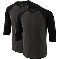 Men's Casual Soft 3/4 Raglan Sleeve Sports Running Jersey Baseball Tee Active Shirts 2Pack