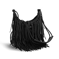 Emprier Vintage Fringe hobo bags for Women Vegan Faux Suede Leather Tassel Crossbody Bag Fringe Purse