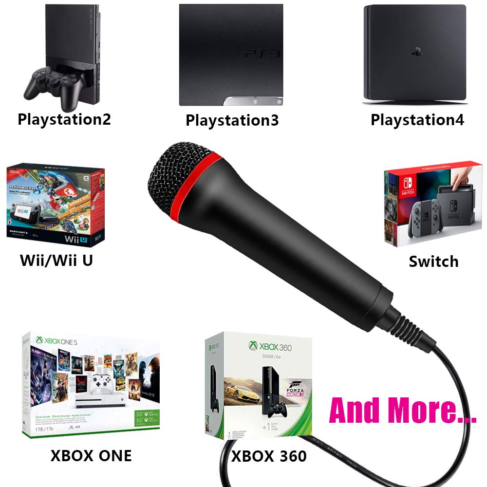 TPFOON 4M 13FT Wired USB Microphone for Rock Band, Guitar Hero, Let's Sing - Compatible with Sony PS2, PS3, PS4, PS5, Nintendo Switch, Wii, Wii U, Microsoft Xbox 360, Xbox One and PC