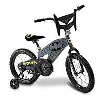 Batman 16 Inch Bike for Kids | Detachable Training Wheels for Safety and Balance | Pedal Powered Bicycle for Young Superheros Ages 4-8 | Perfect Boys & Girls Gift | Adjustable Seat