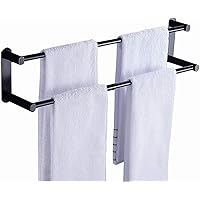 Simple Shelf, Double Tea Towel Holder for Hanging Over The Kitchen Cupboard Door - 41Cm/16.14Inch Towel Rack - No Drilling Necessary - Also Suitable As a Bath Towel Rail/Black/51CM