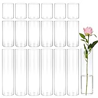 CEWOR 18pcs Glass Cylinder Vase 4, 8, 12 Inch Glass Candle Holder for Wedding Centerpieces Tall Clear Vases Flower Vase for Home Decor Party 3 Different Sizes