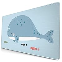 Mouse Pad, Large Gaming, Keyboard Pad, Whale, Ocean, Fish, Blue, Sea Creatures, Rubber Sole, Optical Mouse, Game, Extra Large, 15.7 x 29.5 inches (40 x 75 cm), Anti-Slip, Durable, Stylish, Cute, Waterproof, Suitable for Cyber Cafe, Office, Moderate Surface Friction