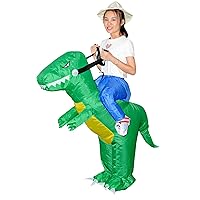 Halloween Funny Ride Green Dinosaur Inflatable Costume Stage Show Tyrannosaurus Rex Inflatable Costume Dinosaur Costume One Size fits All Green Size M Big-Headed Dinosaur (120-150)