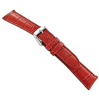 24mm DB Baby Crocodile Grain Red Padded Stitched Watch Band Mens Long
