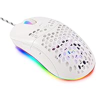7200DPI USB wired mouse optical gaming honeycomb shell mouse RGB LED backlight WhiteUSB