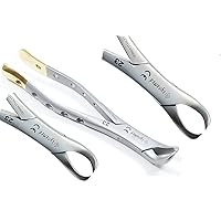 Gold Handle Premium Grade Dental Extracting Extraction Forceps Lower Molars Cow-Horn Beak #23 Dental Extracting Forceps -Cynamed