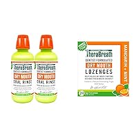 TheraBreath Dry Mouth Oral Rinse, Tingling Mint, Dentist Formulated, 16 Fl Oz (2-Pack) & Dry Mouth Dentist Formulated Sugar-Free Lozenges, Mandarin Mint, 24 Count