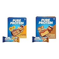 Chocolate Peanut Butter & Chocolate Salted Caramel Protein Bars, High Protein, Nutritious Snacks, Gluten Free, 1.76oz, 12 Count