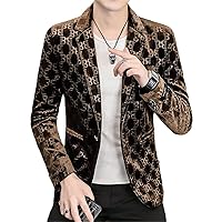 Men's Suit Velvet Jacket Casual Button Slim Fit Sport Coat Business Daily Blazer