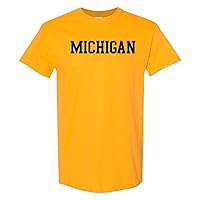 NCAA Michigan Wolverines Basic Block, Team Color College University T Shirt