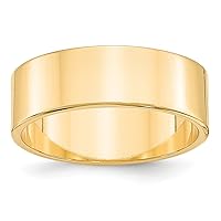 Jewels By Lux Solid 14k Yellow Gold 7mm Lightweight Flat Wedding Ring Band Available in Sizes 5 to 7 (Band Width: 7 mm)