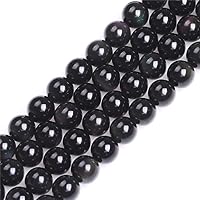 GEM-Inside Natural 10mm Black Obsidian Gemstone Loose Beads Round Energy Power Beads for Jewelry Making 15