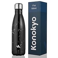 Insulated Water Bottles,17oz Double Wall Stainless Steel Vacumm Metal Flask for Sports Travel,Marble-Midnight
