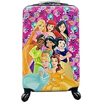 Fast Forward Kids Licensed Hard-Side 20” Spinner Luggage Lightweight Carry-On Suitcase (Princess)