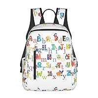 Animal Alphabet Print Large-Capacity Backpack, Simple And Lightweight Casual Backpack, Travel Backpacks