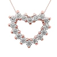 ROSE GOLD DIAMOND OPEN HEART NECKLACE - Gold Purity:: 10K, Length:: 18