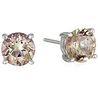 Amazon Collection Plated Sterling Silver Stud Earrings made with Genuine Topaz Gemstones