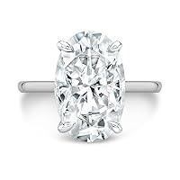 Kiara Gems 5 CT Oval Colorless Moissanite Engagement Ring for Women/Her, Wedding Bridal Ring Sets, Eternity Sterling Silver Solid Gold Diamond Solitaire 4-Prong Sets for Her
