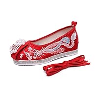 Spring Women's Cloth Shoes with Antique Beaded Embroidered Shoes Women's Wedding Shoes