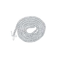 Dazzlingrock Collection Sterling Silver Mens Round White Diamond 22-inch Link Chain Necklace 1-3/8 Cttw