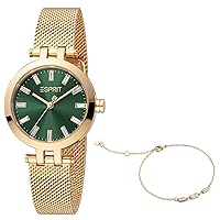 Esprit Women's Emerald Green Dial Quartz Analog Watch, Gold, Gold, Gold