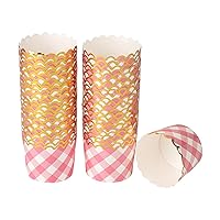 Restaurantware Panificio 4.5 Ounce Baking Cups 50 Disposable Paper Baking Cups - Greaseproof Oven-Ready Pink Paper Muffin Liners Microwavable Gold Rimmed Design