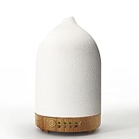 Essential Oil Diffuser Humidifiers,Aromatherapy Diffuser, Ceramic Wood Grain Diffusers for Oils,7-Color Night Light Aroma Home,Office and Trip(100ML)-White