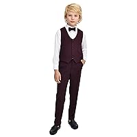 Lilax Boys Formal 4 Piece Dress Shirt, Pants and Tie and Vest Suit Set
