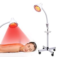 Infrared Light,275W Red Near Infrared Heat Lamp for Relieve Joint Pain and Muscle Aches,Adjustable Red Light Standing Lamp Set(White)