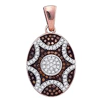 The Diamond Deal 10kt Rose Gold Womens Round Red Color Enhanced Diamond Oval Starburst Pendant 1/3 Cttw