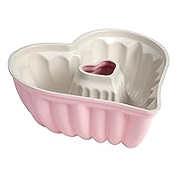 Heart Shaped Fluted Cake Pan, Cast Aluminum with Clean Ceramic Nonstick Bakeware, Dishwasher Safe, Made without PFAS, PFOA, PFOS & PFTE, 9-Inch, Pink